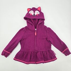 Cat And Jack Girl Pink Hooded Jacket with Fox Design Size 2T